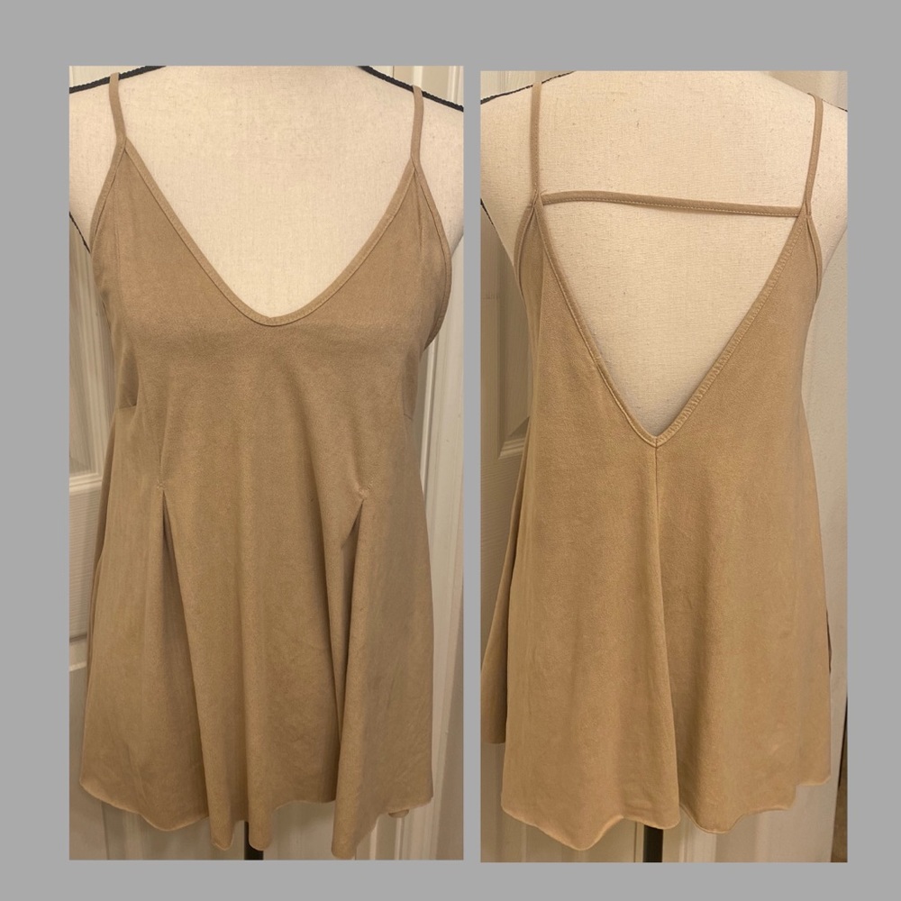 FAUX SUEDE LONG TANK TOP